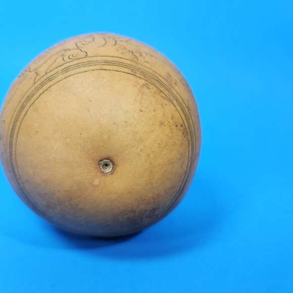 Chinese Carved Dragon Gourd Branched Horns Writing 7 in. High Real - Picture 5 of 10